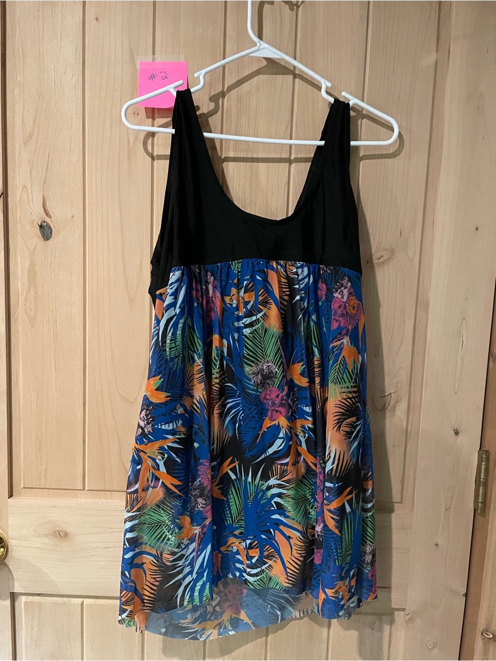 Black & Tropical Print Women’s swim dress
